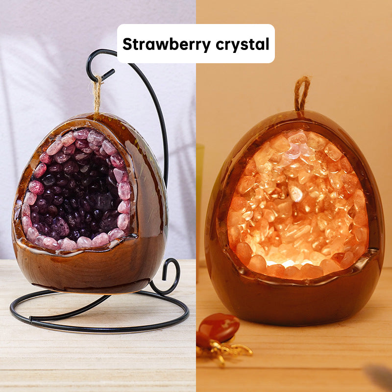Natural Amethyst Cave Dinosaur Egg Night Light
