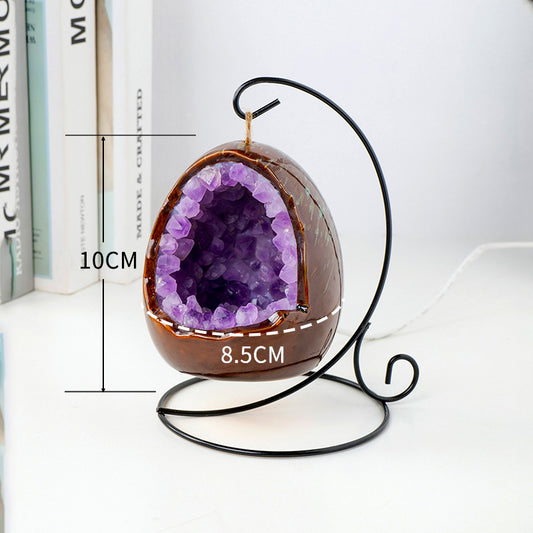 Natural Amethyst Cave Dinosaur Egg Night Light