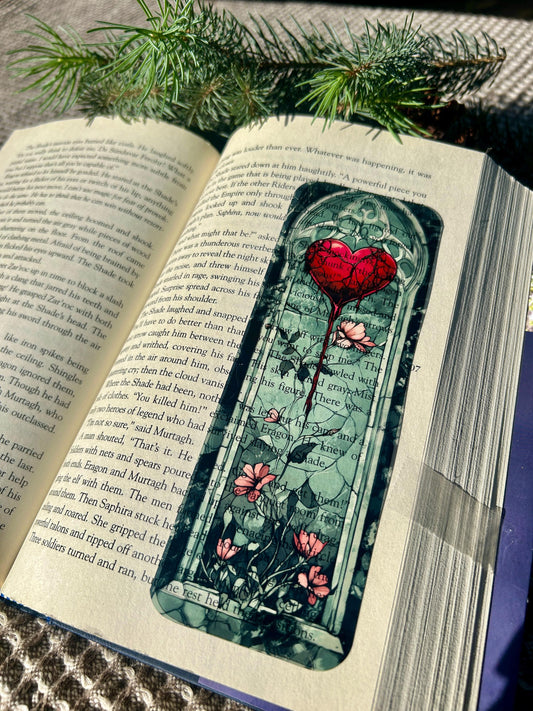 Gothic Anatomical Heart & Wildflower Bookmark