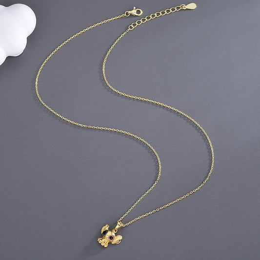 Gold Cartoon Clavicle Chain S925 Sterling Silver Necklace
