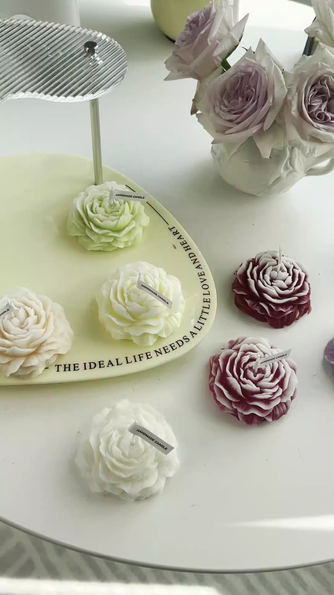 Pure handmade peony shaped aromatherapy candle