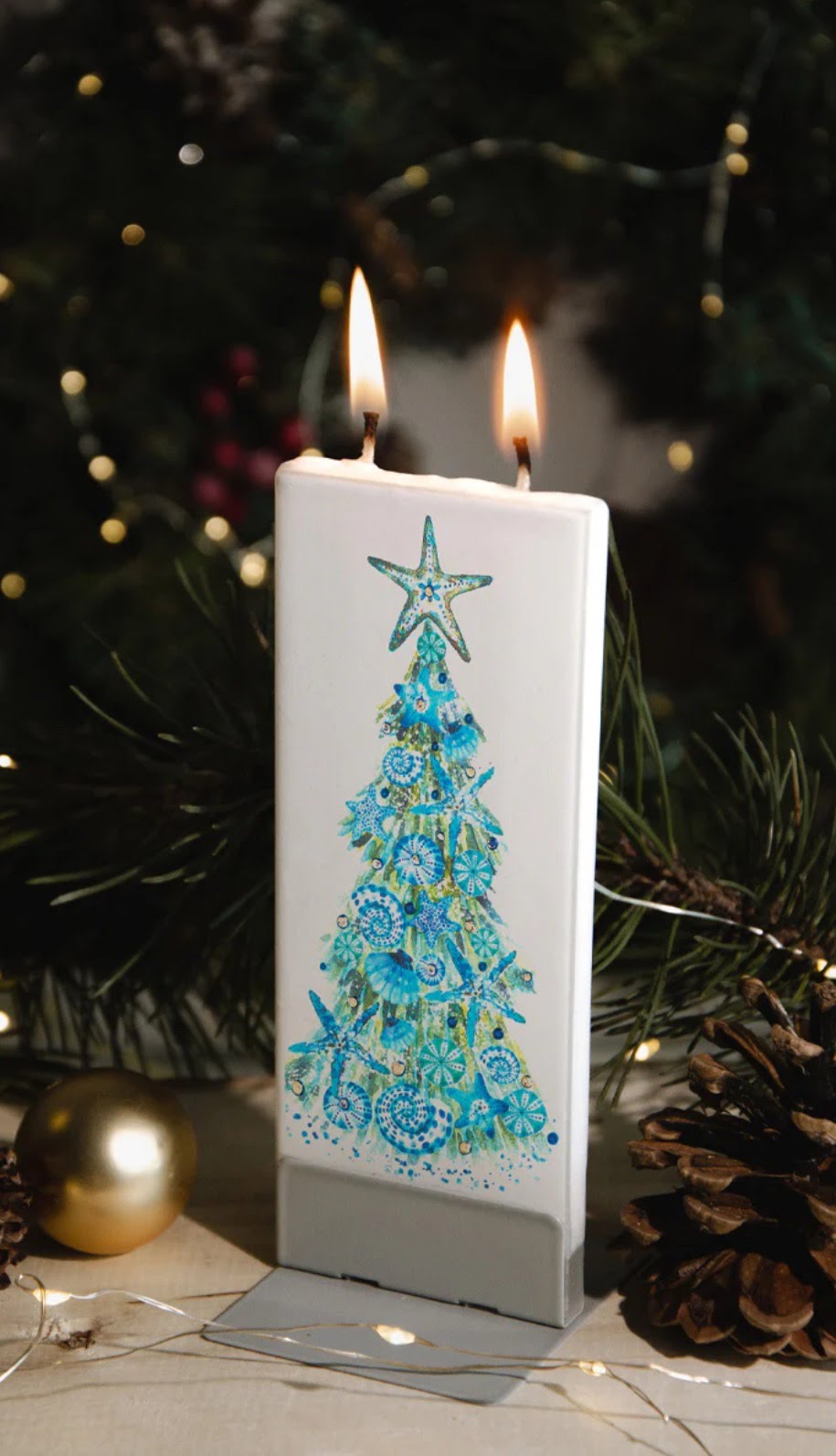 Flatyz Sea Shell Coral Christmas Tree Candle