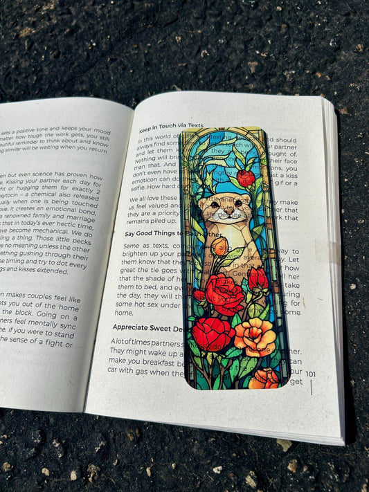 Cute Otter in Rose Floral Bookmark
