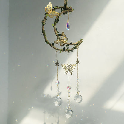 Hemp Rope Leaf Hand Crystal Decoration
