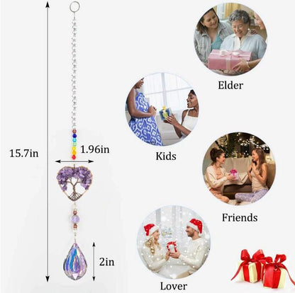 Chakra Healing Natural Stone Tree of Life Suncatcher
