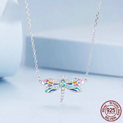 Colorful Delicate Dragonfly Necklace for Women