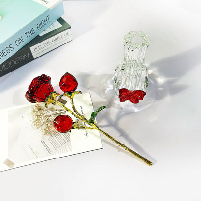 Valentine's Crystal Rose Glass Vase