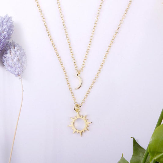 Double‑Layered Star & Sun Necklace
