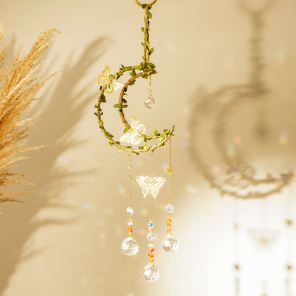 Hemp Rope Leaf Hand Crystal Decoration