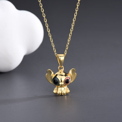 Gold Cartoon Clavicle Chain S925 Sterling Silver Necklace