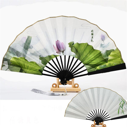 10 Inch Kungfu Fan Metal Bone Bamboo Core Antique Folding Fan