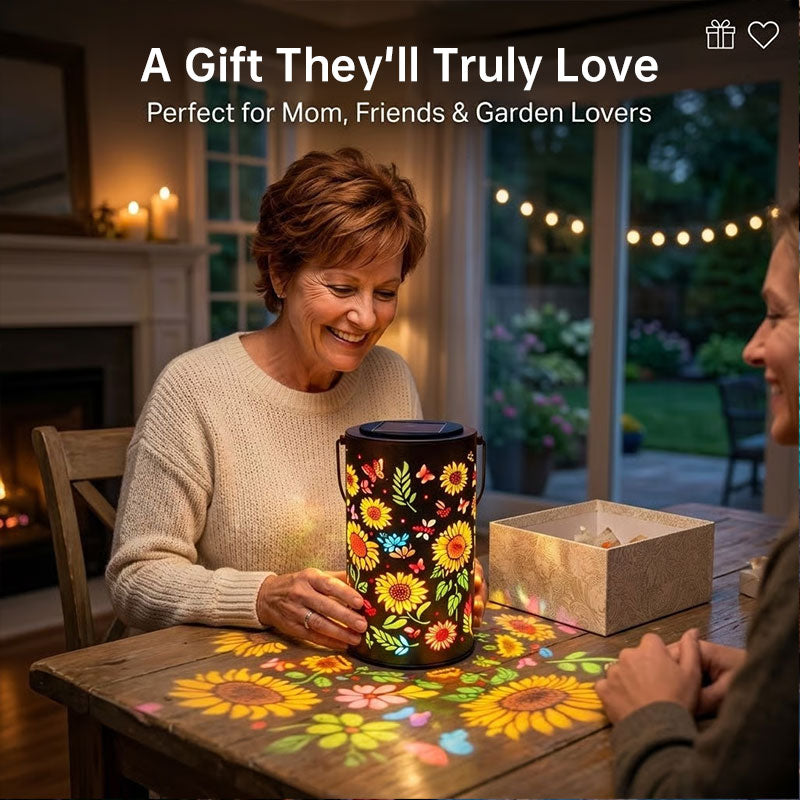 Solar Garden Lights with Colorful Sunflower Pattern
