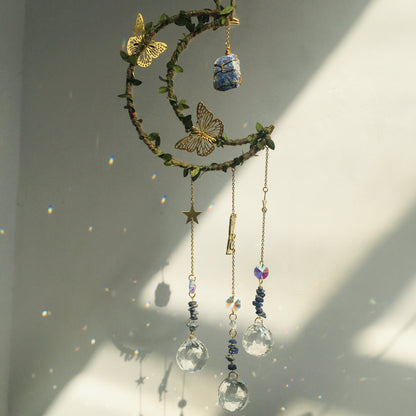 Hemp Rope Leaf Hand Crystal Decoration