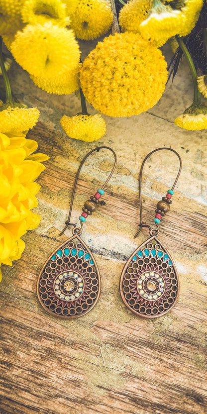 Copper Boho Drop Earrings