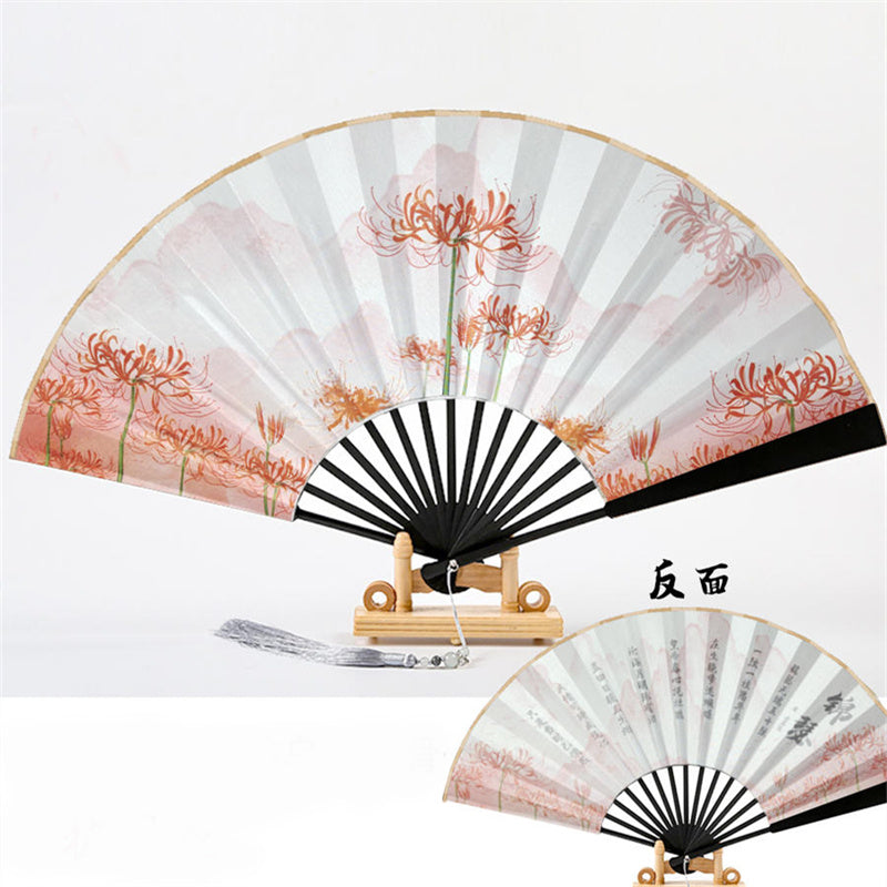 10 Inch Kungfu Fan Metal Bone Bamboo Core Antique Folding Fan