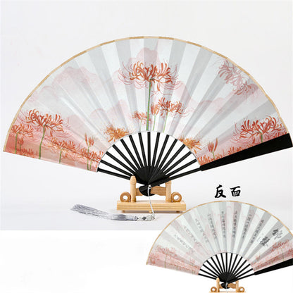 10 Inch Kungfu Fan Metal Bone Bamboo Core Antique Folding Fan