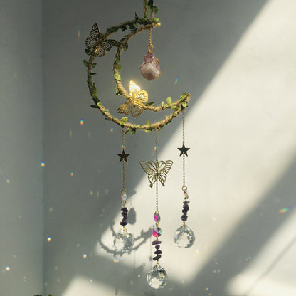 Hemp Rope Leaf Hand Crystal Decoration