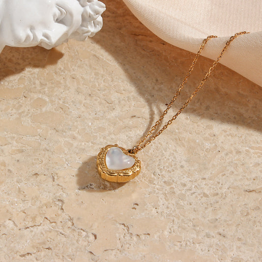 Vintage Shell Love Pendant Necklace