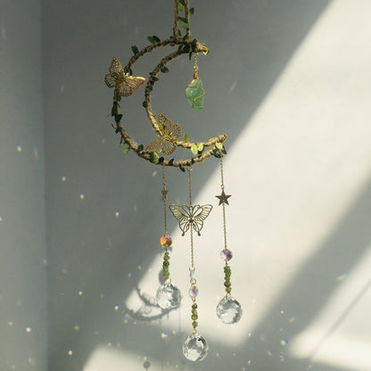 Hemp Rope Leaf Hand Crystal Decoration