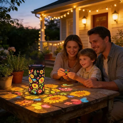 Solar Garden Lights with Colorful Sunflower Pattern