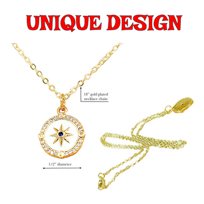 North Star Necklace Gold Coin Celestial Star Pendant Dainty Jewelry