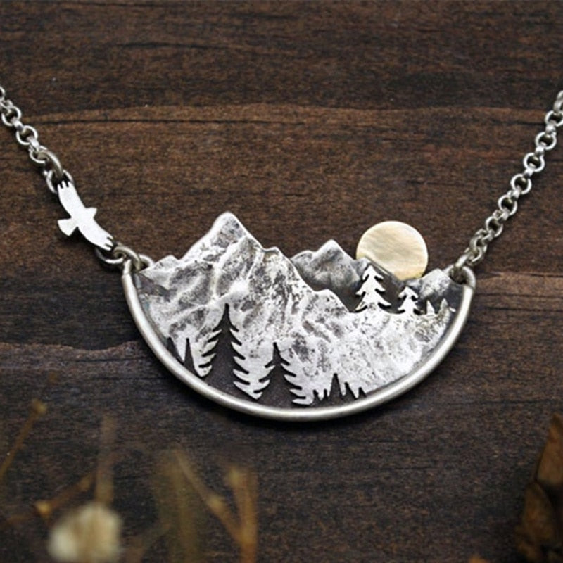 Adventure Awaits Mountain Landscape Necklace