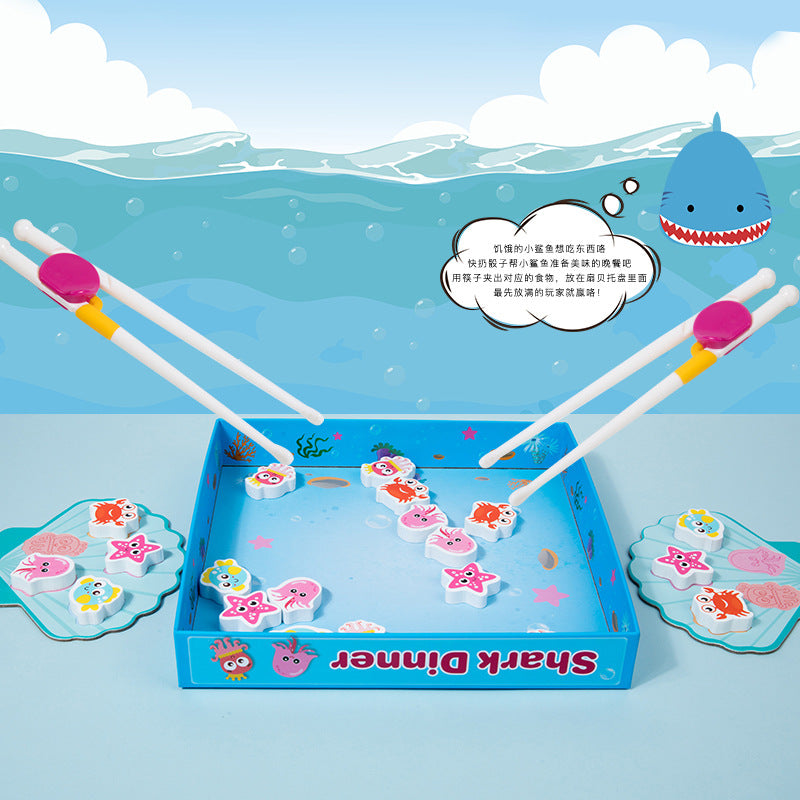 Children's puzzle shark feeding game