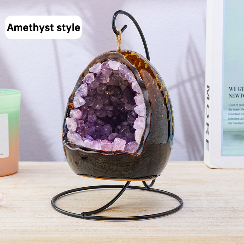 Natural Amethyst Cave Dinosaur Egg Night Light