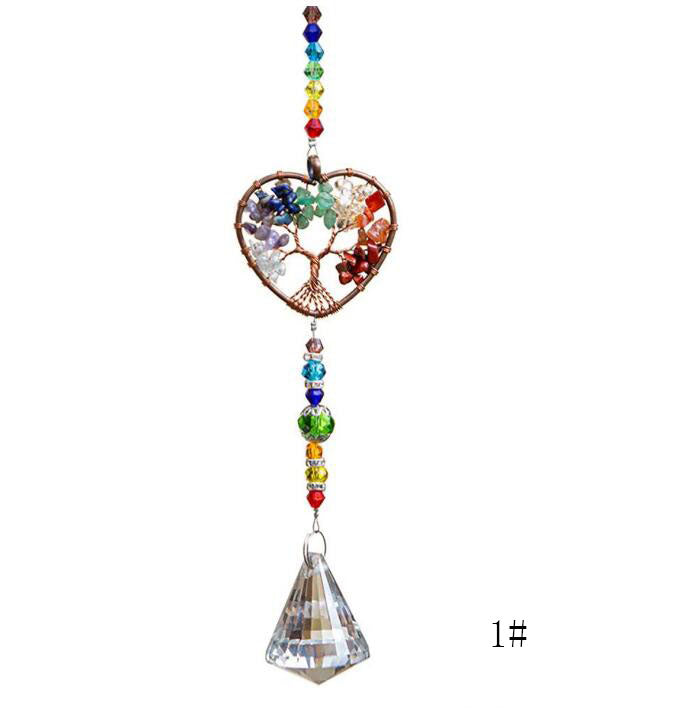 Chakra Healing Natural Stone Tree of Life Suncatcher