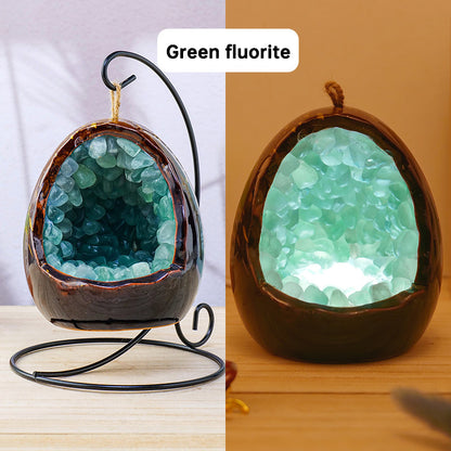 Natural Amethyst Cave Dinosaur Egg Night Light