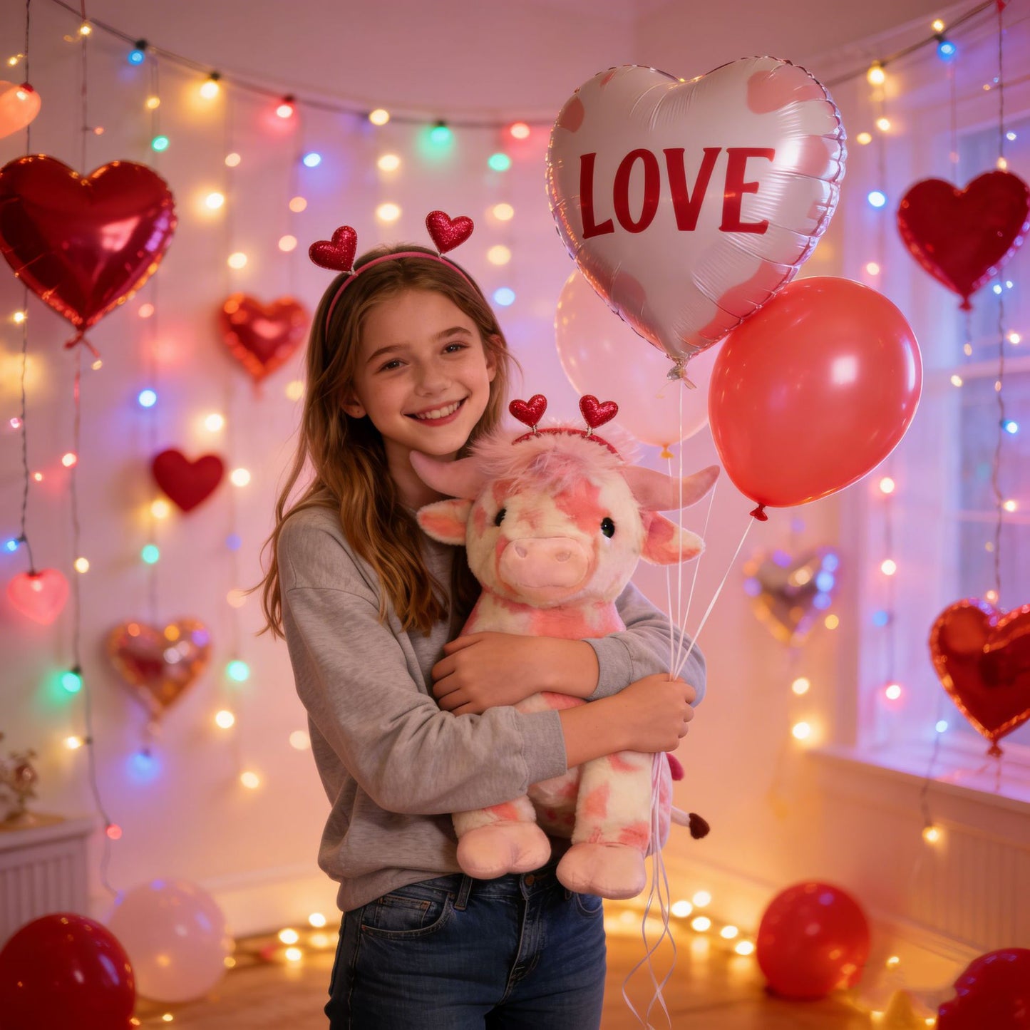 Pink Cow Plush Valentine's Day Plush Toy