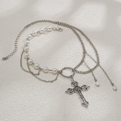 Gothic style cross alloy necklace