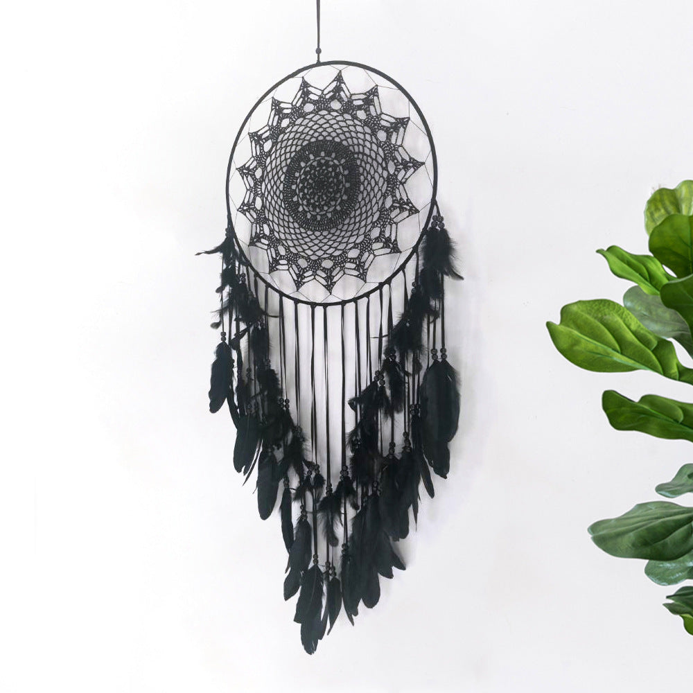 Large Black Feather Lace Dream Catcher