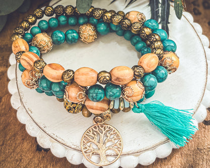 Beautiful Turquoise Tree of Life Bracelet Set