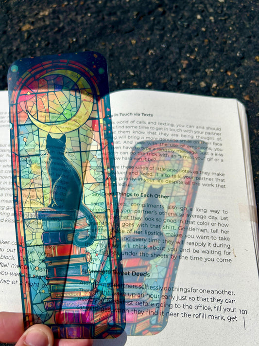 Book Stacked Black Cat Bookmark
