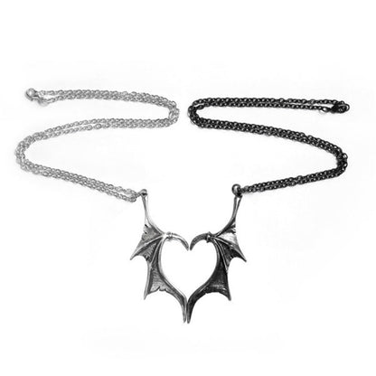 Personality Punk Heart Double Color Wing Necklace for Lovers