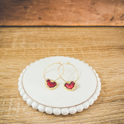 Gorgeous Gold Heart Hoop Earrings