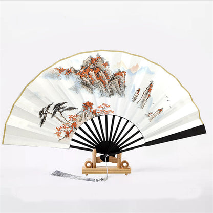 10 Inch Kungfu Fan Metal Bone Bamboo Core Antique Folding Fan