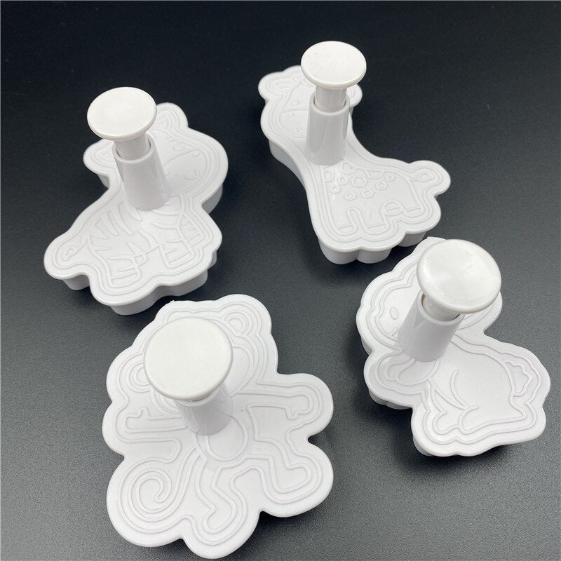 4Pcs/Set Rabbit Monkey Plastic Biscuit Mold