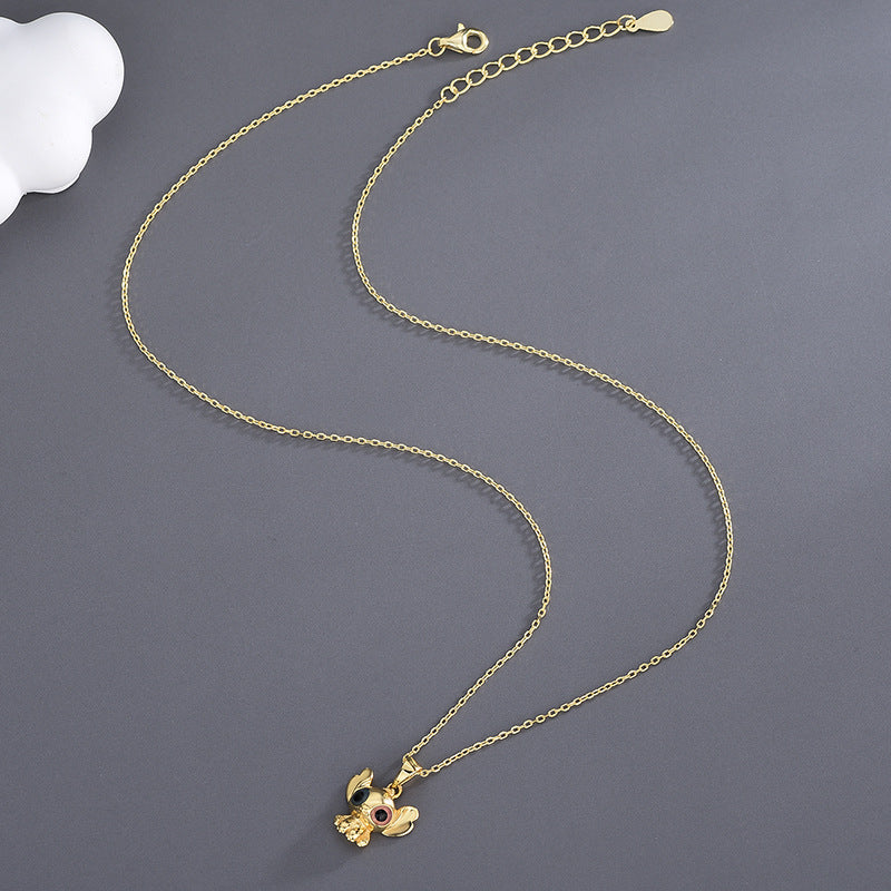 Gold Cartoon Clavicle Chain S925 Sterling Silver Necklace