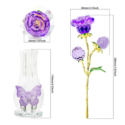 Valentine's Crystal Rose Glass Vase