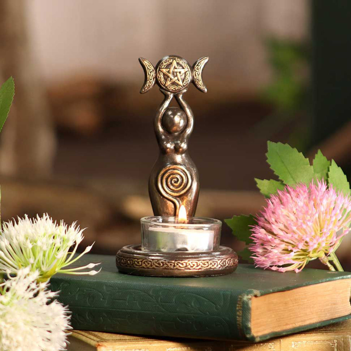 Triple Goddess Tea Light Statue