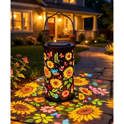 Solar Garden Lights with Colorful Sunflower Pattern