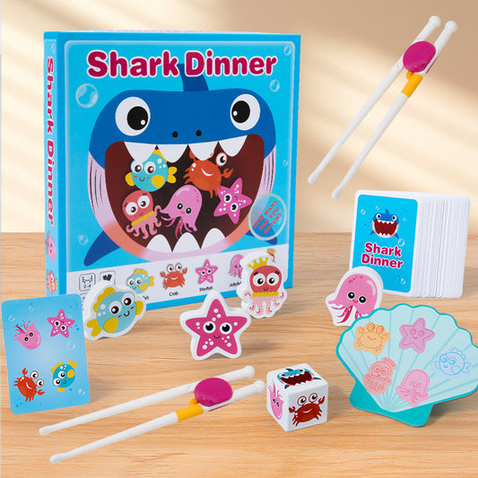 Children's puzzle shark feeding game