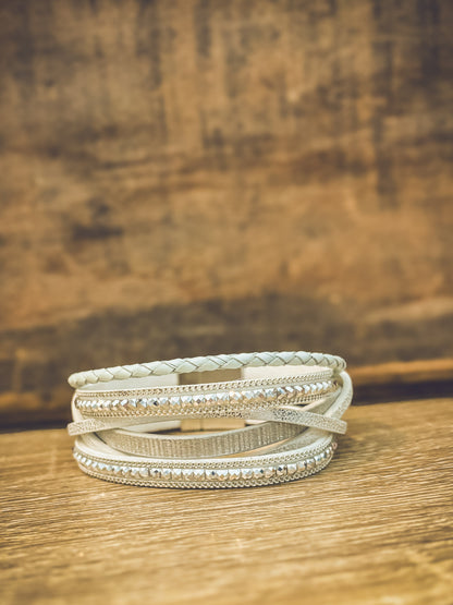 Beautiful White Leather Cuff Bracelet