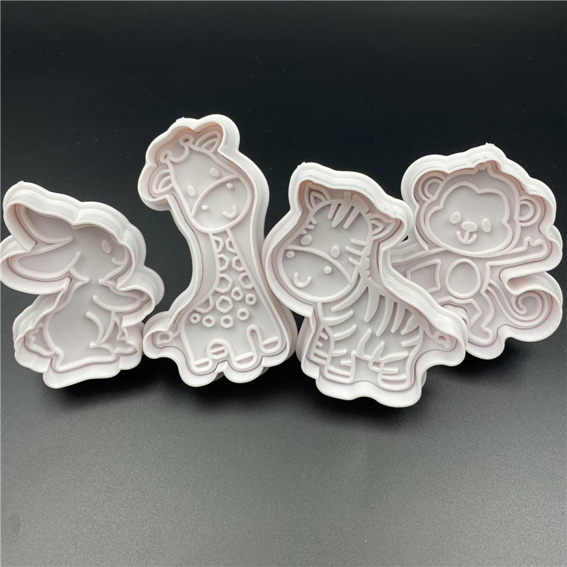 4Pcs/Set Rabbit Monkey Plastic Biscuit Mold