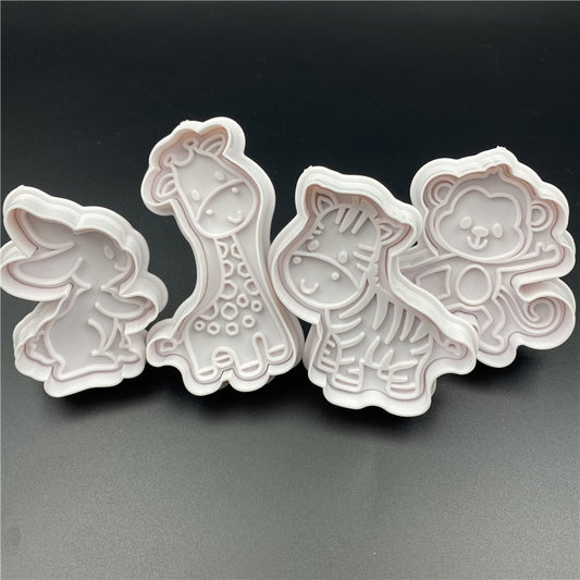 4Pcs/Set Rabbit Monkey Plastic Biscuit Mold