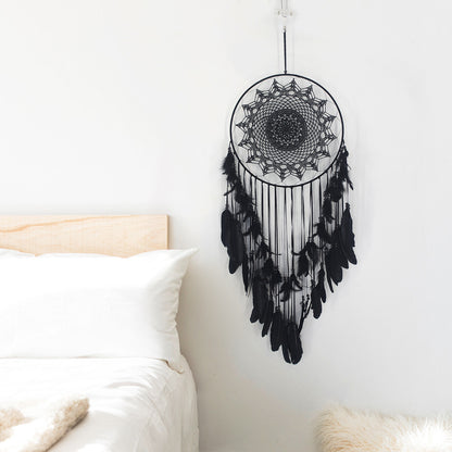 Large Black Feather Lace Dream Catcher