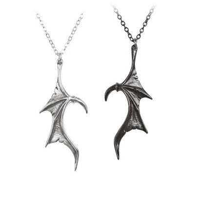 Personality Punk Heart Double Color Wing Necklace for Lovers