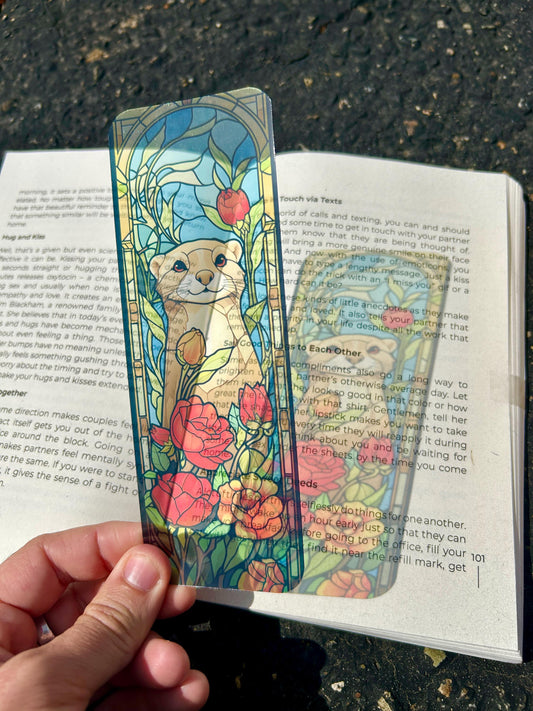 Cute Otter in Rose Floral Bookmark